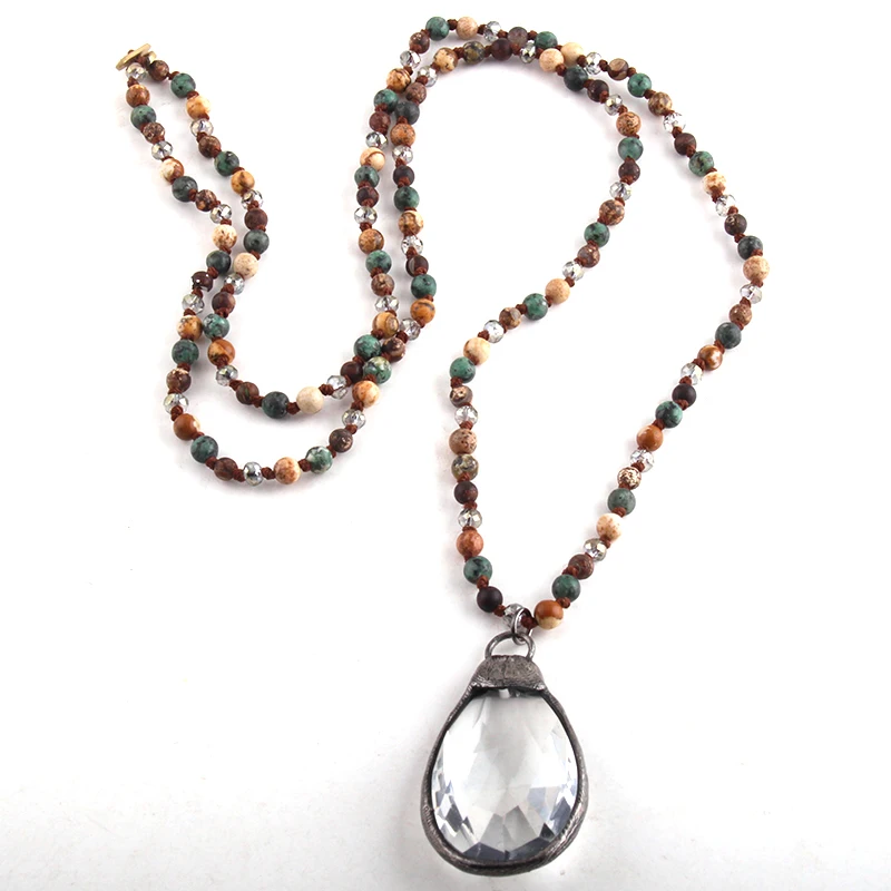 Модное богемное племенное ювелирное изделие RH 4 мм полудрагоценные камни Длинные