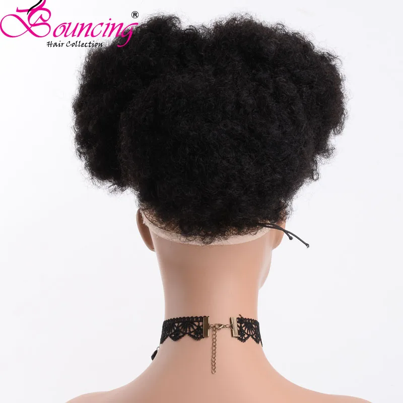 Подпрыгивающие афро пушистые кудрявые конский хвост индийские однонаправленные волосы на заколках конские хвосты шнурок натуральный черный человеческие волосы для наращивания для женщин