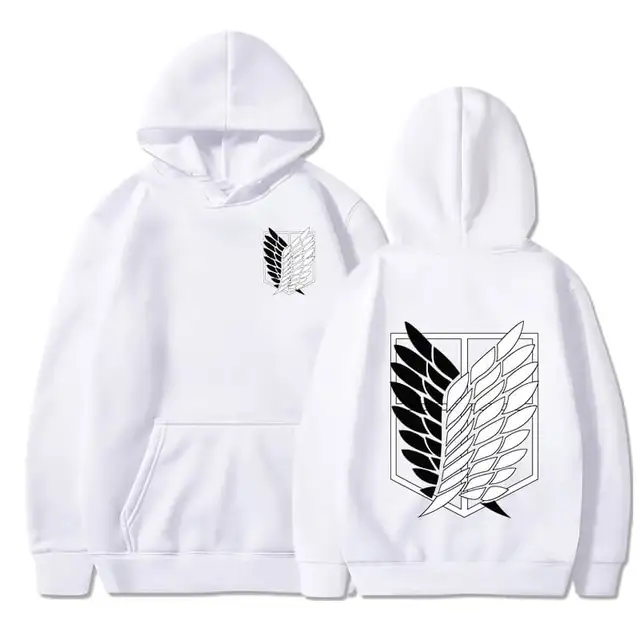 Attack On Titan Hoodie Japanese Anime Hingeki No Kyojin Graphic Sweatshirt Pullover Casual Hooded Streetwear Tops Unisex White1