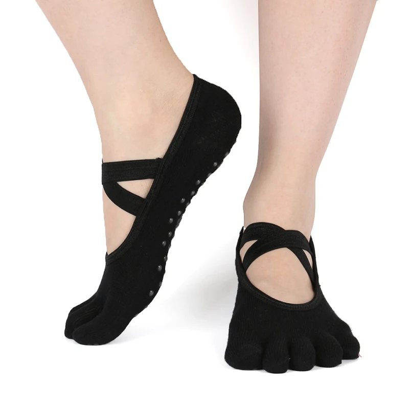 Женские носки для йоги, пять пальцев, дышащие, для танцев, гимнастики, балета, пилатеса, нескользящие носки, для фитнеса, силиконовые, хлопковые, 5 носок, без спинки, Новинка