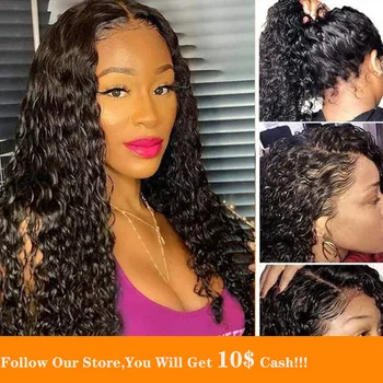 

Jet Black 13X4 Lace Front Human Hair Wig Long Afro Kinky Curly Closure Wig Natural Hairline Glueless Wig Small Average Cap Size