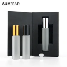 50Pieces/Lot 10ml Roll On Essential Oil Vial Empty Perfume Sample Bottle Frosted Glass Mini Perfume Bottle Packing box