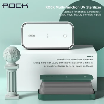 

ROCK Mobile Phone UV Sterilizer Phones Cleaner Box Quick UV Sterilization Eliminate Germs 99.99% Fast Phone Wireless Charging