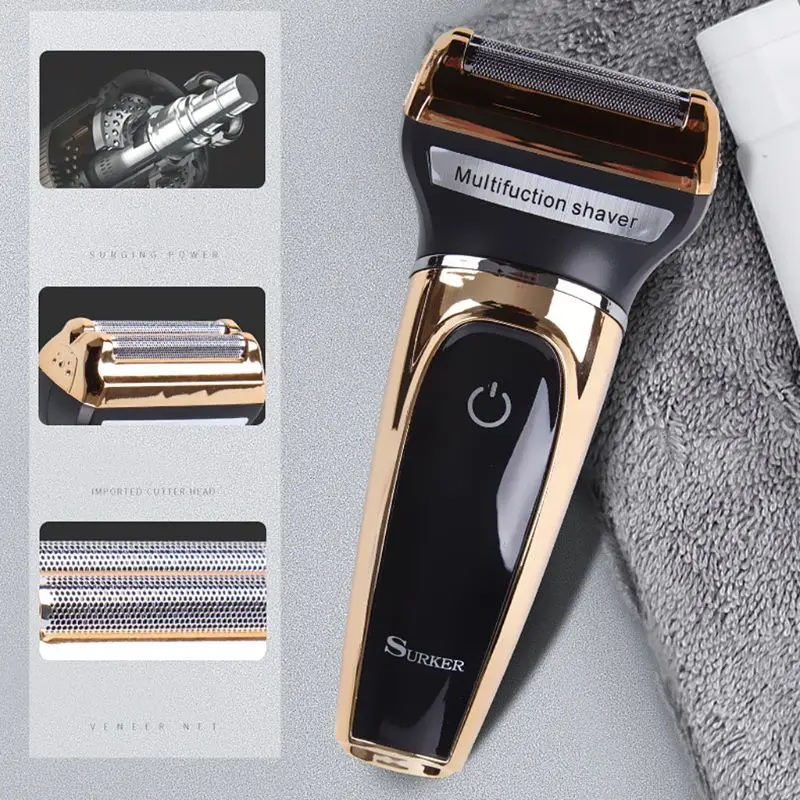  3 in1 LCD USB Waterproof Hair Clipper Professional Electric Shaver Hair Clipper Nose Hair Remover W
