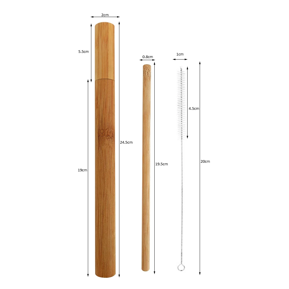 Bamboo straw set tube with and nylon brush | Дом и сад