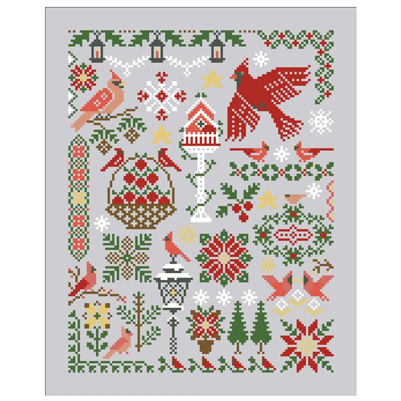 Bird geometry cross stitch kit cartoon pattern design 14ct silver canvas embroidery DIY