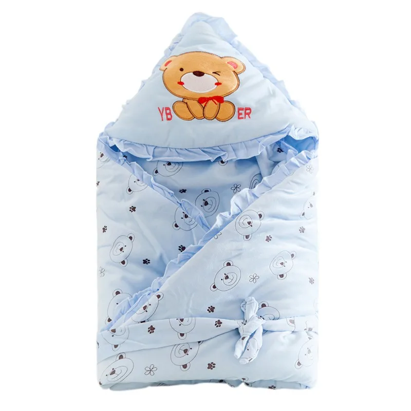 

Newborn Baby Hooded Swaddle Wrap Winter Warm Cartoon Pattern Swaddling Blanket Sleeping Blanket New #E