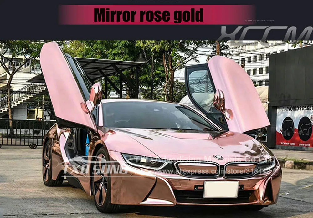 Новейшее растяжимое зеркало из розового золота с хромовым зеркалом, гибкая виниловая пленка, рулонная пленка для автомобиля, наклейка, лист
