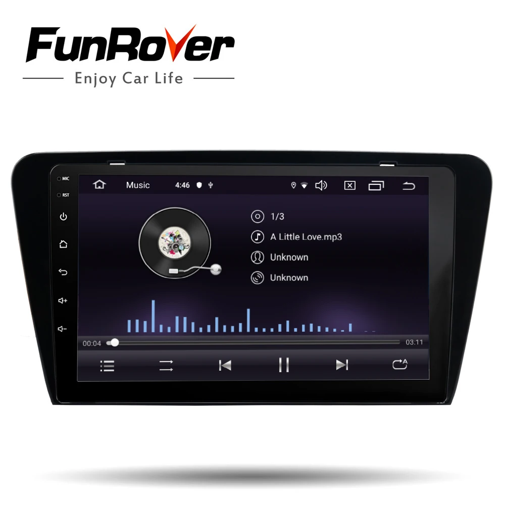 Best FUNROVER IPS+2.5D android 9.0 car dvd player For skoda octavia 2014-2018 radio gps navigation head unit Audio video stereo wifi 4