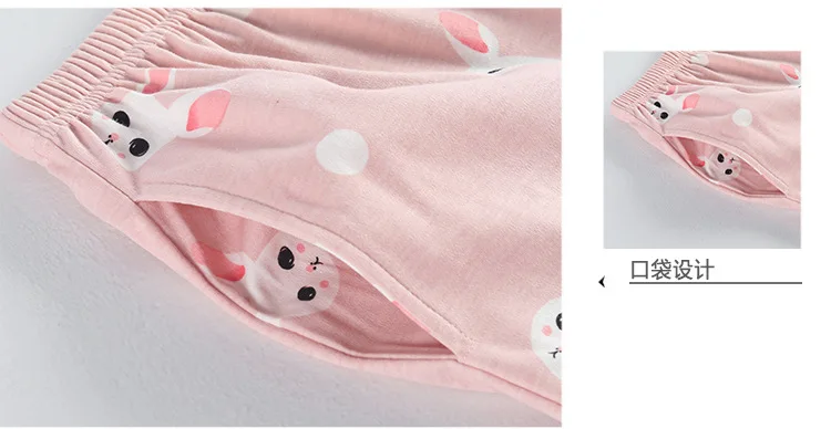 Милый пижамный комплект, розовая Женская пижама с Банни баг, осенняя пижама с длинными рукавами, пижама с принтом, длинная домашняя одежда