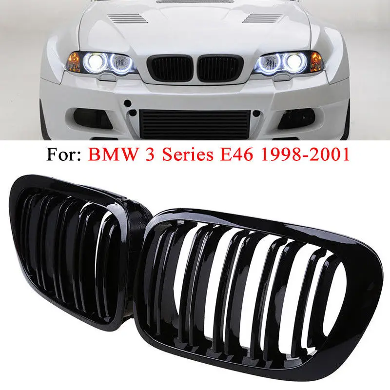 

Left & Right Front Kidney Grill Grilles For BMW E46 2Door 3 Serie M3 98-01 Coupe
