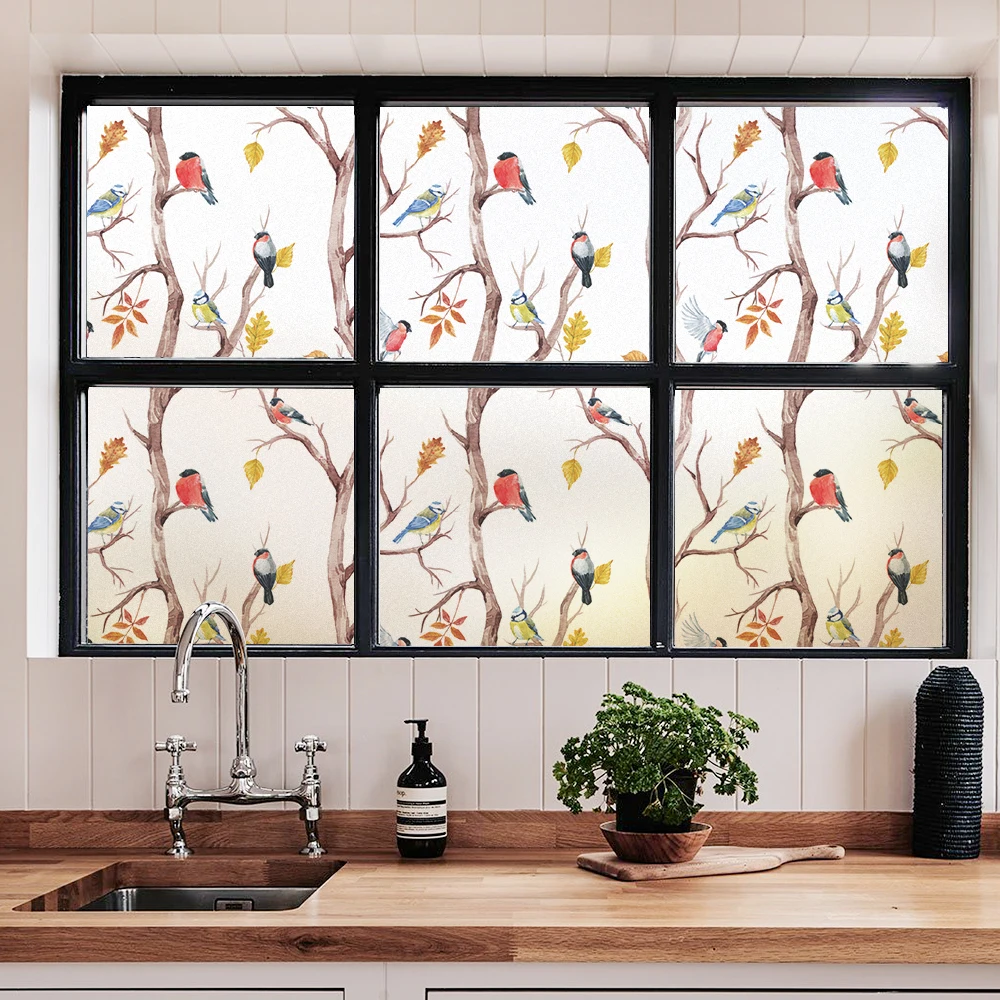 Window Film Privacy Lovely Birds Glass Sticker UV Blocking Heat Control  Window Coverings Window Tint for Homedecor