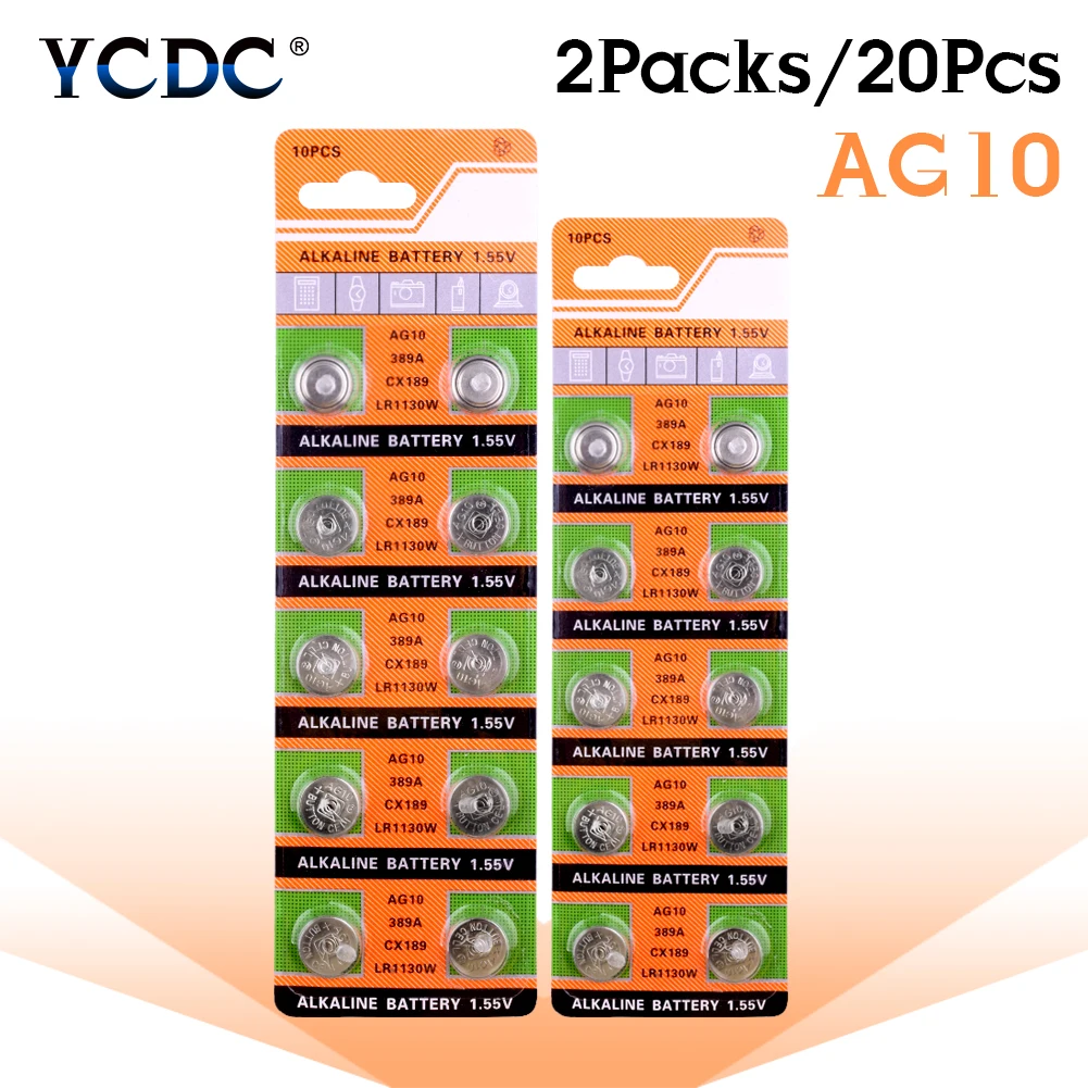 YCDC 20 штук AG10 LR1130 1130 SR1130 389A LR54 L1131 1 55 v образная Кнопка Батарея MP3 плееры игрушки часы