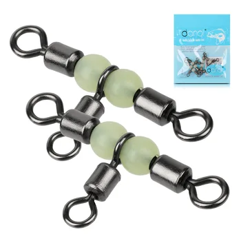 

DONQL 5/20Pcs 3 Way T-shape Fishing Connector Luminous Rolling Barrel Swivel Ring Fishhook Lure Line Connector With Bead Fishing