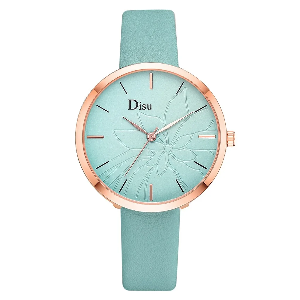 

New Arrive Fashion Simple Women Watches Ladies Casual Leather Watch Montre Femme Big Dial Flower Clock Relogio Feminino