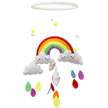 

Cute Cloud Rainbow Needle Felting Kit Baby Bed Bell Ornament DIY Felt Craft Kits For Kids Handmade Christmas Felt Special Gifts