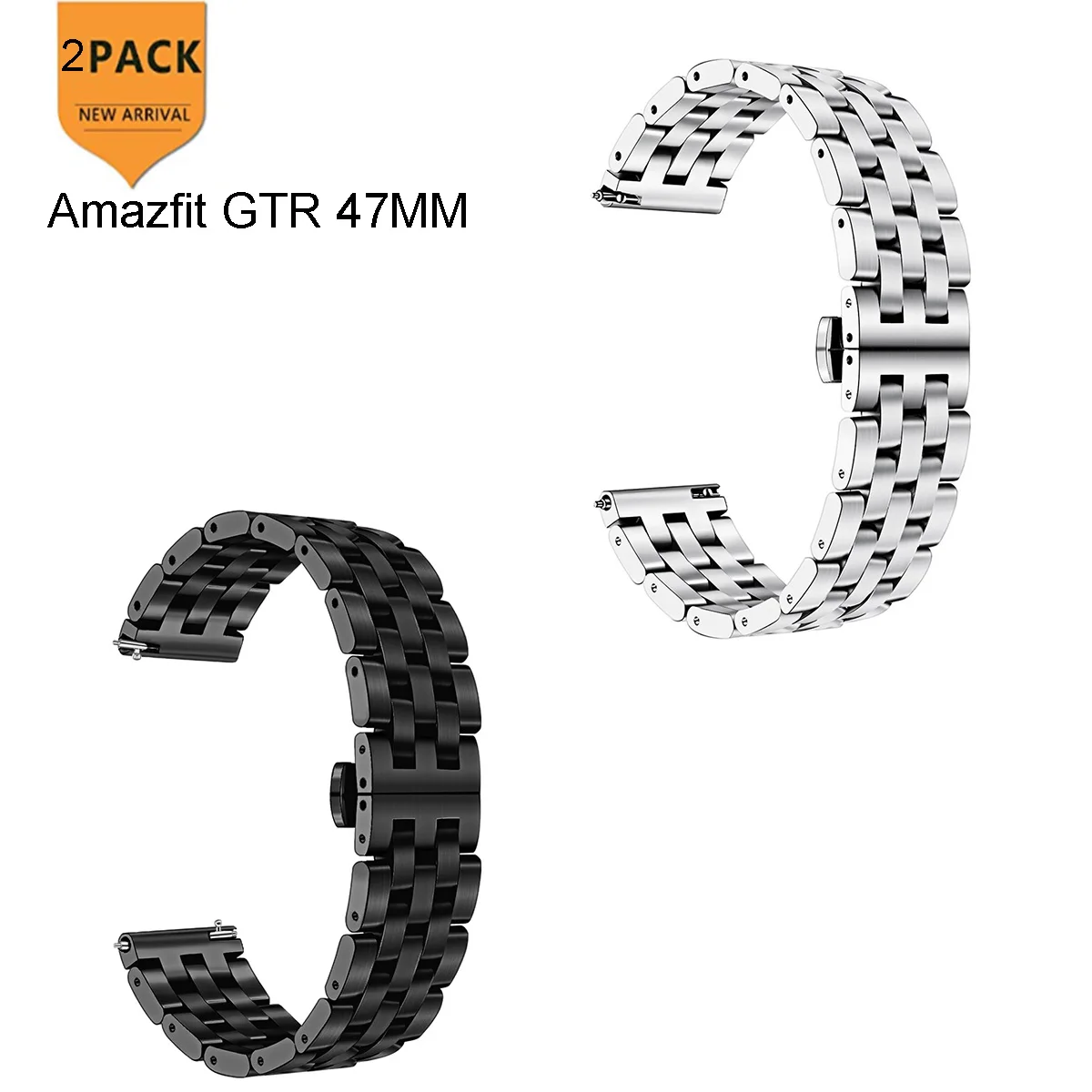 Для Amazfit GTR 47 мм 42 мм ремешок металлическая пряжка бабочка браслет из нержавеющей стали для Amazfit GTR ремешок для часов - Цвет: 2pcs-42mm