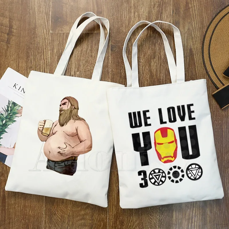 

I Love You 3000 Times Love U 3 Three Thousand Shopping Bag Women Canvas Tote Bags Printing Eco Bag Cartoon Shopper Shoulder Bags