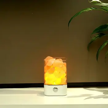 

USB USB LED Crystal Salt Light Natural Air Purifier Relieve Fatigue Stress Mood Creator Indoor Warm Lighting Lava lamp Bedroom