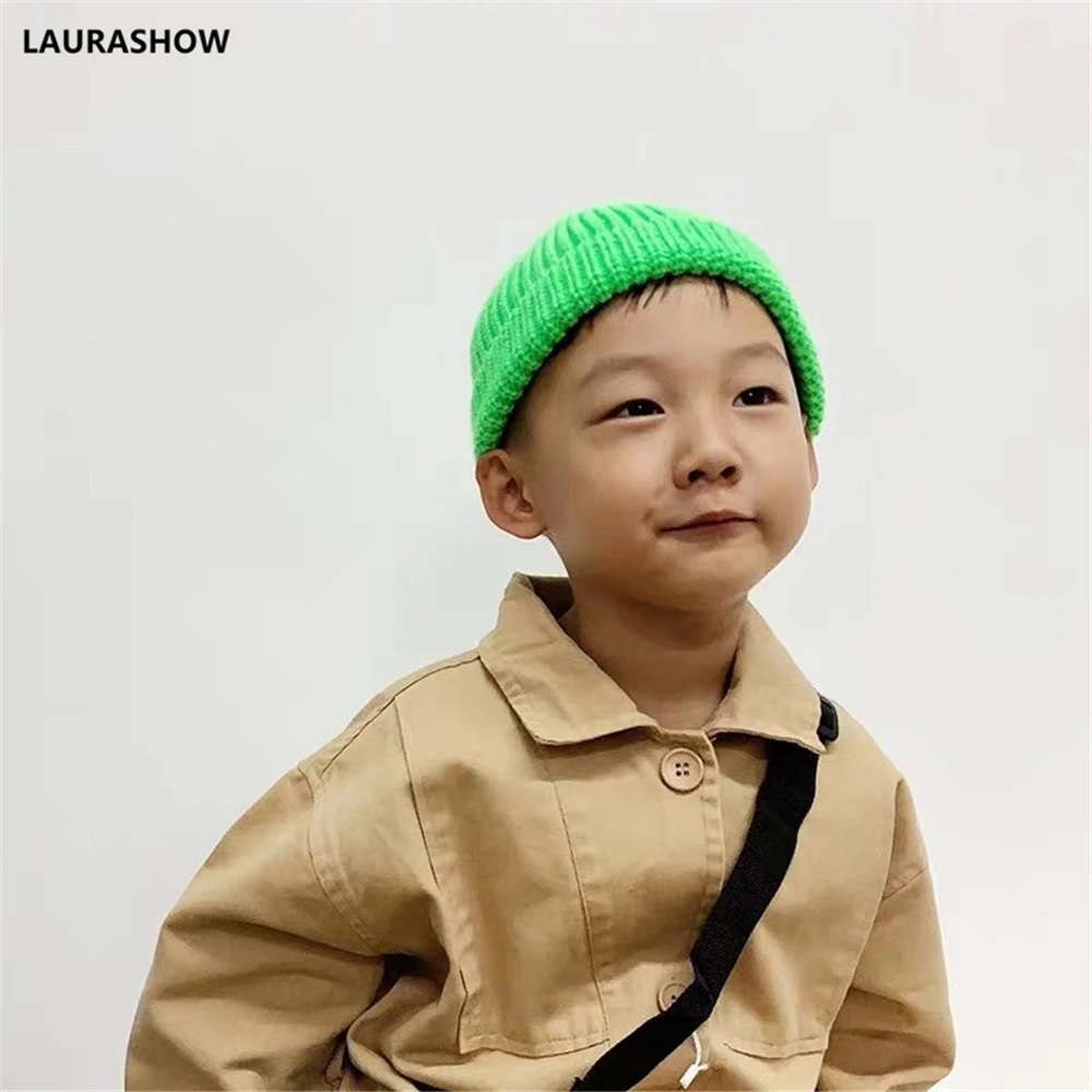 Laurashow/Детская разноцветная вязаная шапка; детская теплая шерстяная шляпа шапочка шапка