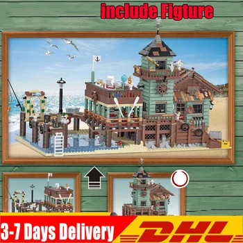 

DHL 30101 Old Fishing House Pier + The Old Finishing Store Set 83028 Building Blocks Bricks Education Toy