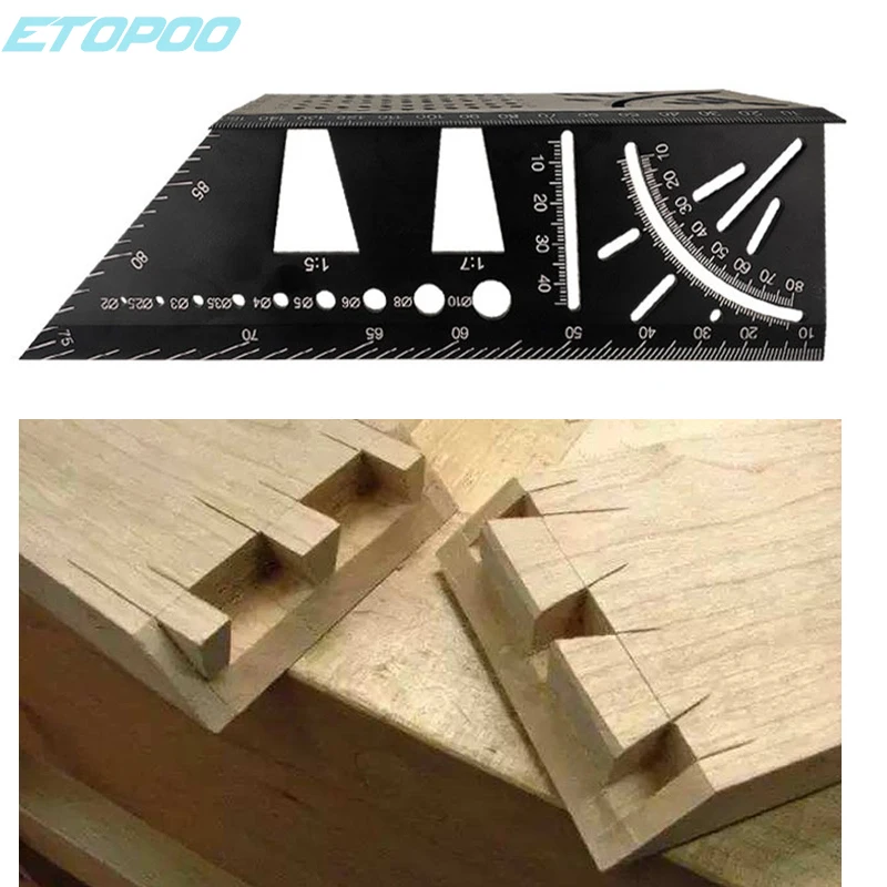 Black Aluminum Scriber Dovetail Marking Template Vertical Angle Calibration Practical Guide Dovetail Marker Woodworking Tool