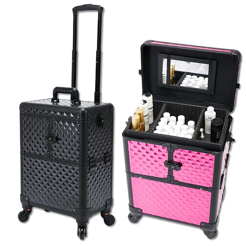

Manufacturers Customizable Trolley Cosmetic Case Large-Volume Makeup Box Profession Munsu Box Beauty Hairdressing Toolbox natura
