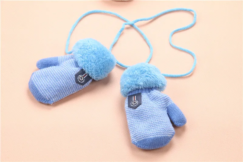 0-3 Years Baby Boys Girls Warm for Toddler Full Knitted Kids Gloves Gloves Accessories Children Finger Mittens KF960 Winter Rope
