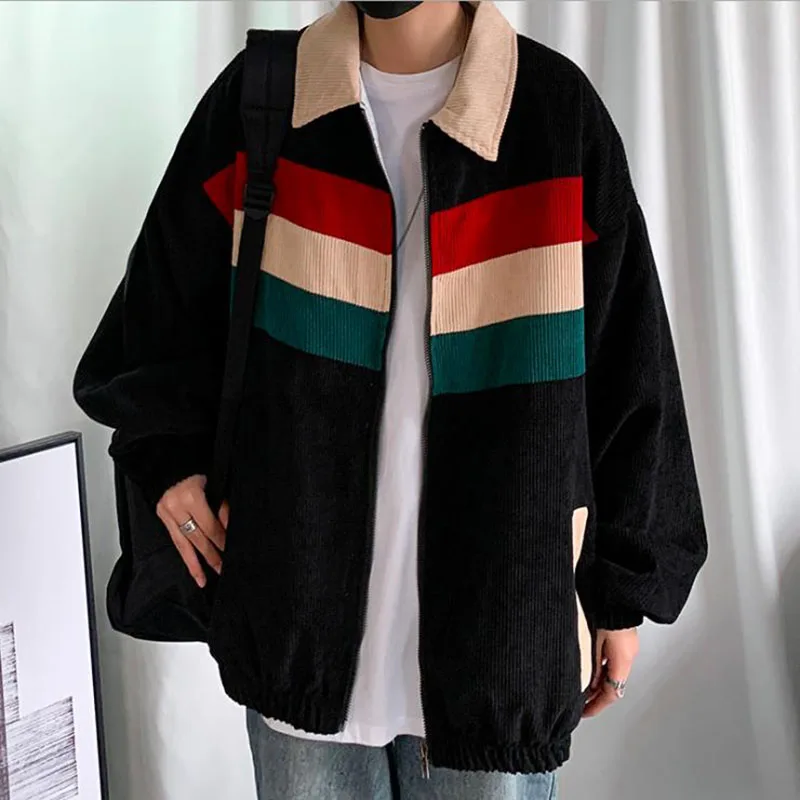 Hot Spring New Mens Corduroy Jackets Male Women Harajuku Autumn Korean Loose Fashion Streetwear Student Casual Jacket Coats
