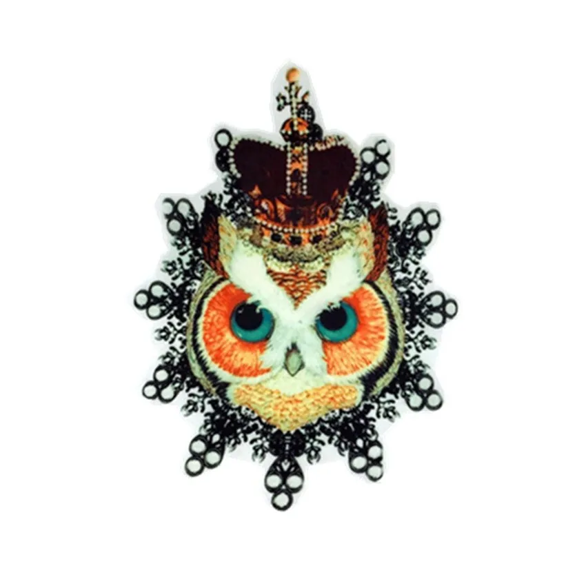 Нашивки с теплопередающей аппликацией Crown Owl для одежды топы джинсы куртки