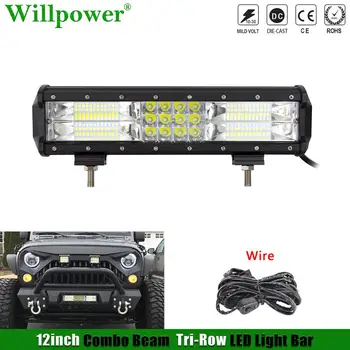 

Offroad Car Front Bumper Tri-Row 180W 12" LED Light Bar For Jeep Polaris 4x4 Truck ATV UTV SUV Pickup LED Bar Fog Driving Lamp