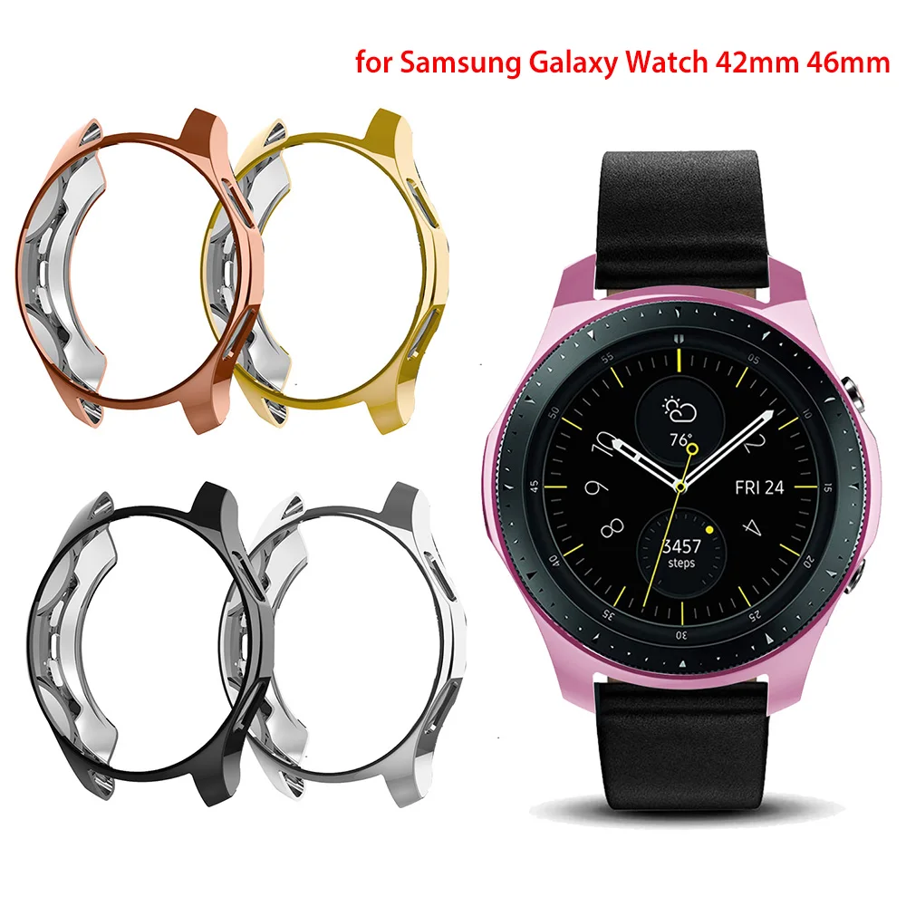 

Soft TPU Plating Protective Case for Samsung Galaxy Watch 42mm 46mm All-Around Cover Protection Shell Frame for Gear S3 Band