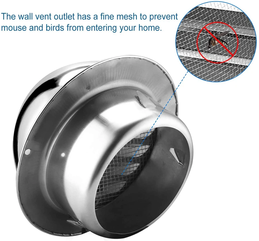 Stainless Steel Wall Ceiling Cover Air Vent Ducting Ventilation Exhaust Grille Cover Outlet Heating Cooling Vent Cap Waterproof