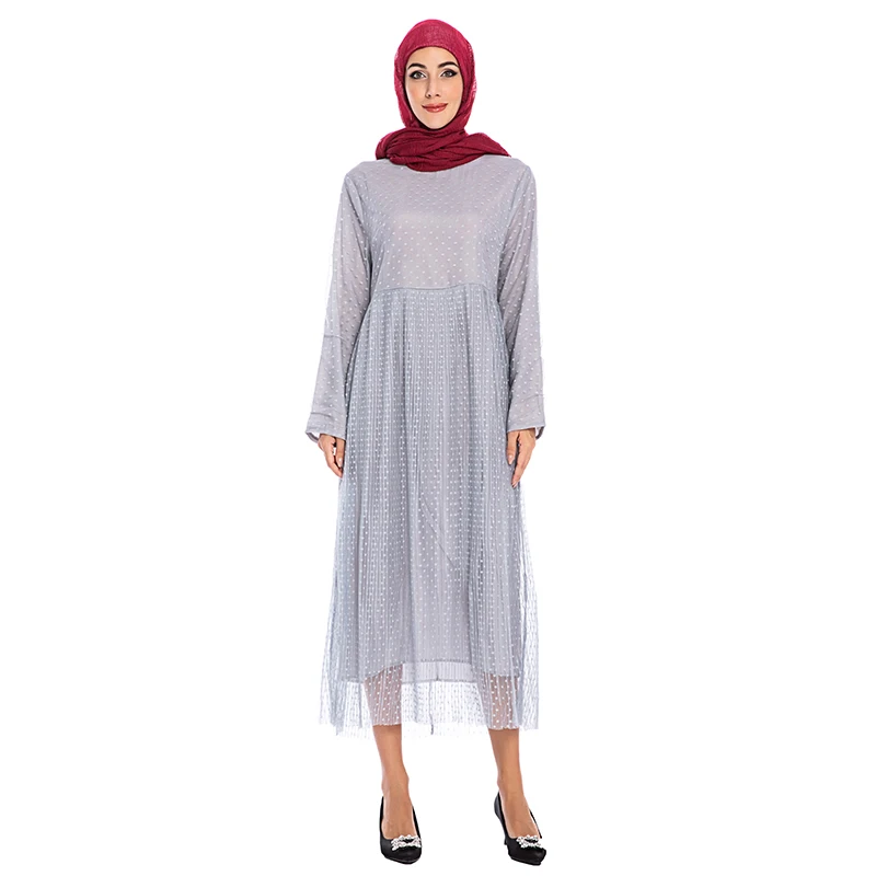 Платье в горошек abaya Дубай мусульманский хиджаб ислам одежда Абая для женщин турецкие платья халат кафтан Tesettur Elbise Ropa