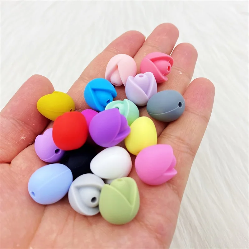 30 개/몫 실리콘 구슬 Teething 구슬 로터스  Teether 식품 학년 씹는 목걸이 팔찌 팔찌 쥬얼리 만들기