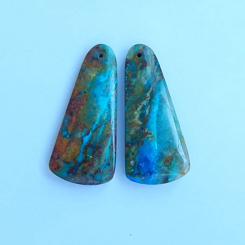 Синий драгоценный камень, Хризоколла Модные женские серьги пара сделай сам, 37x17x5 мм, 10 г