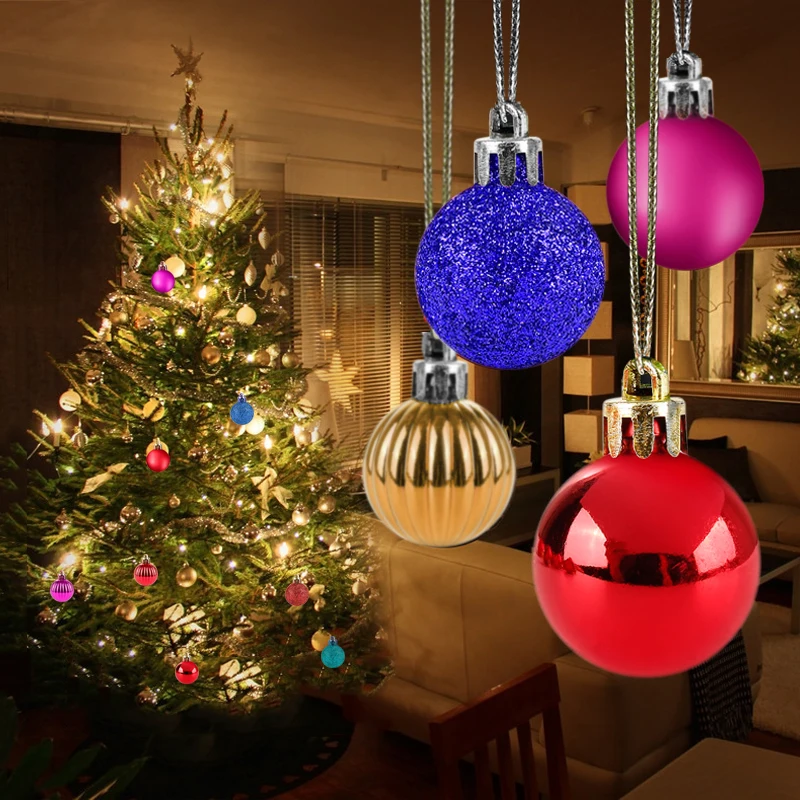 24 шт. Рождественские елочные украшения, рождественские шары, украшения для рождества, подвесные шары, подходят для семейных, вечерние, современные украшения
