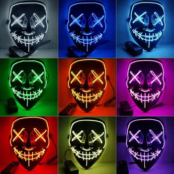 

Colorful Mask LED Light Up Party Masks The Purge Election Year Great Funny Masks Festival Cosplay Costume Supplies Glow In Dark