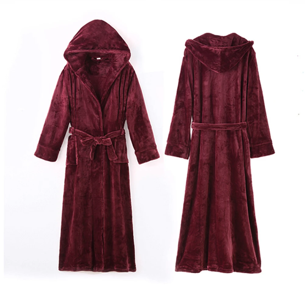 Women winter bathrobe with Hooded noble couple warm thick flannel velvet robes roupao feminino loose soft homewear sleepwear