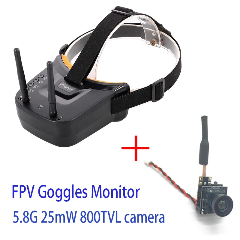 5,8G 40CH двойные антенны FPV очки монитор видео очки гарнитура HD для гонок Дрон с 5,8G 25mW видео передатчик камера - Цвет: New Fpv Set1