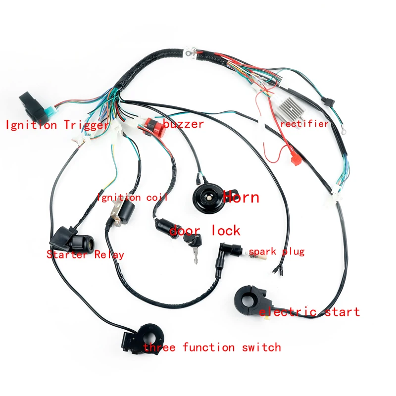 

1Set Full Complete Motocross Electrics Wiring Harness CDI Engine Go Karts Spark Plug Motorcycle Switch Voltage Regulator Chinese