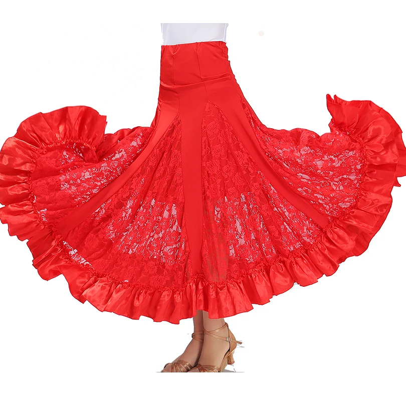 

Big Swing Ballroom Tango Modern Dance Performance Skirt Halloween Party Stage Performance Wear Costume Lace