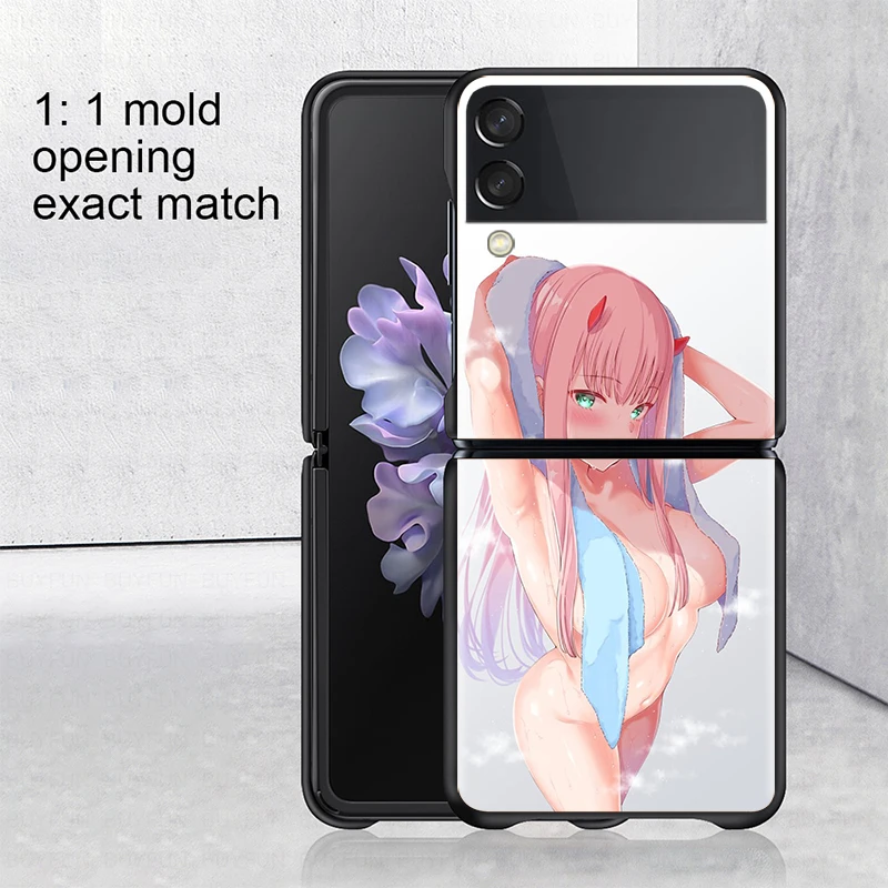 case for samsung z flip 3 Sexy-02 anime cartoon Folding Mobile Hard Shockprooof Shell For Samsung Galaxy Z Flip 3 5G Black Fundas Phone Case galaxy z flip3 5g case