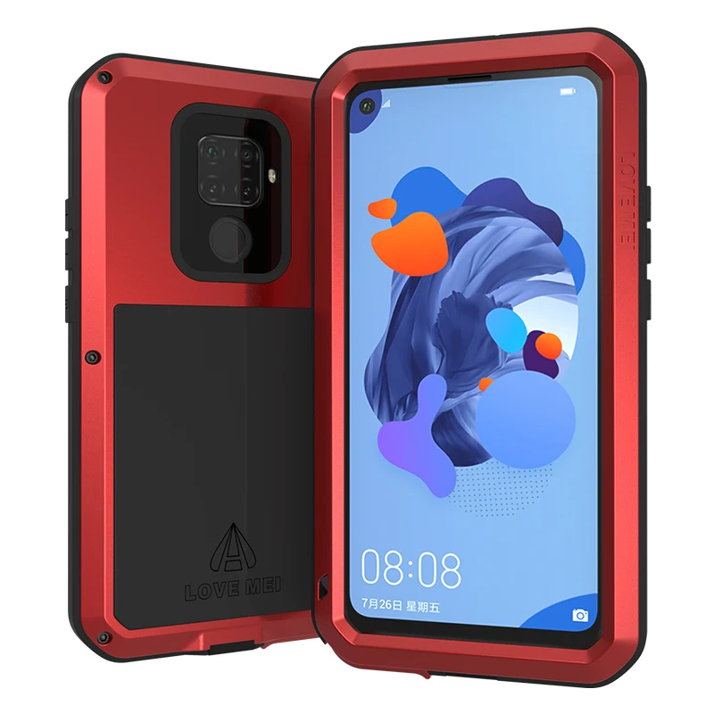 Red LOVEMEI мощный металлический водонепроницаемый чехол для huawei Nova 5i Pro чехол противоударный полный корпус Защита Броня защитный чехол для телефона - Цвет: Red