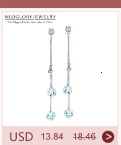 Neoglory Австрийские длинные с кристаллами кисточкой Boho люстра Висячие серьги для женщин Свадебные украшения Элегантный подарок MS