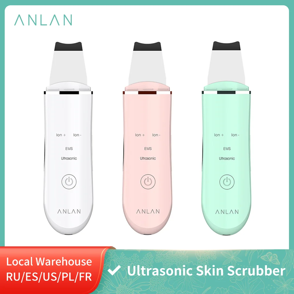 Dispositivo Ultrasónico de Limpieza de la Piel Facial, Skin Scrubber Exfoliador Limpiador de poros USB 4 Modos Máquina de Anión para Cuidado de la Piel