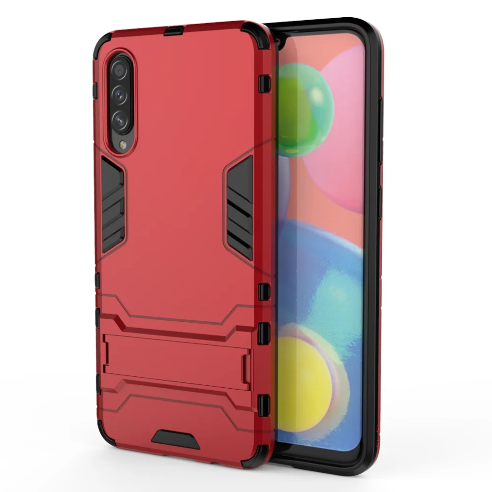 red OUDINI задняя крышка Подставка Броня противоударный чехол для samsung Galaxy A70S A750 A70 A72018 A72017 чехол - Цвет: red