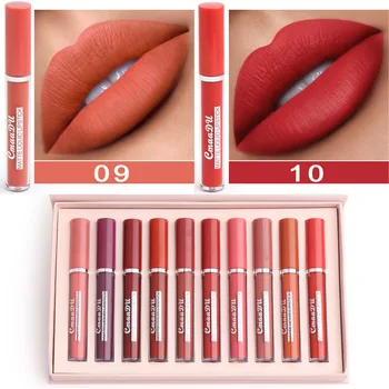

Tint Waterproof Lasting Moinisturizer Lipstick Makeup CmaaDU 10pcs Velert Matte Lipgloss Liquid Lipstick pen Lips