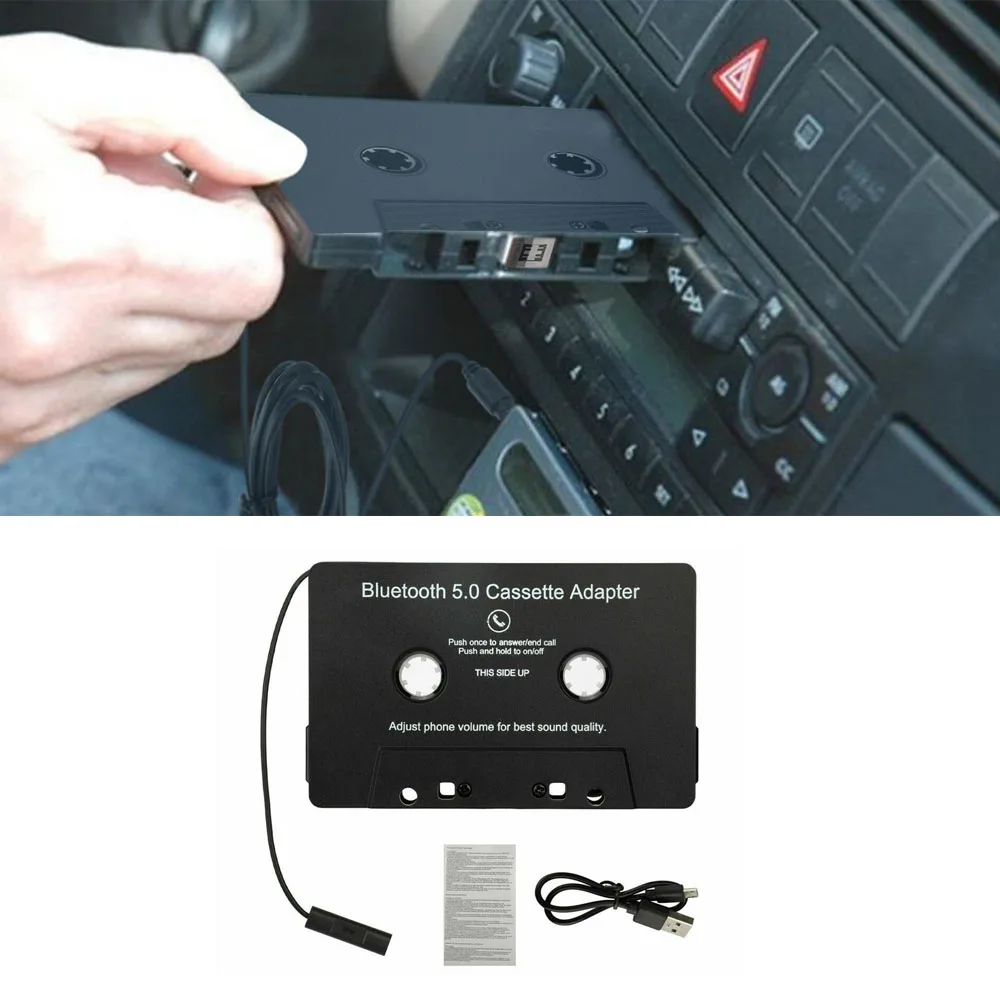 Car Bluetooth 5.0 Tape Cassette Adapter with Microphone 6H Music Time 168H Standby Smartphone Cassette Adapter Car MP3 Phone