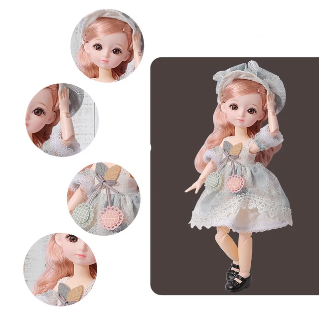 Boneca BJD de 12 polegadas 22 articulações móveis 1/6 maquiagem vestir cor  3D globo ocular grande bonecas roupas meninas roupas DIY casa de boneca  mini brinquedo figura presente vitrine acessórios cos 